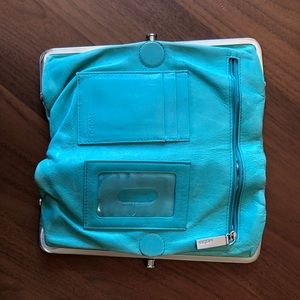 HOBO turquoise clutch genuine leather